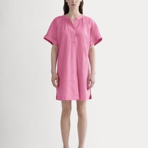 The Popover Dress in Linen | Deep Pink