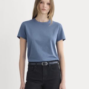 The Box-Cut Tee in Essential Cotton | Faded Navy | No Pocket