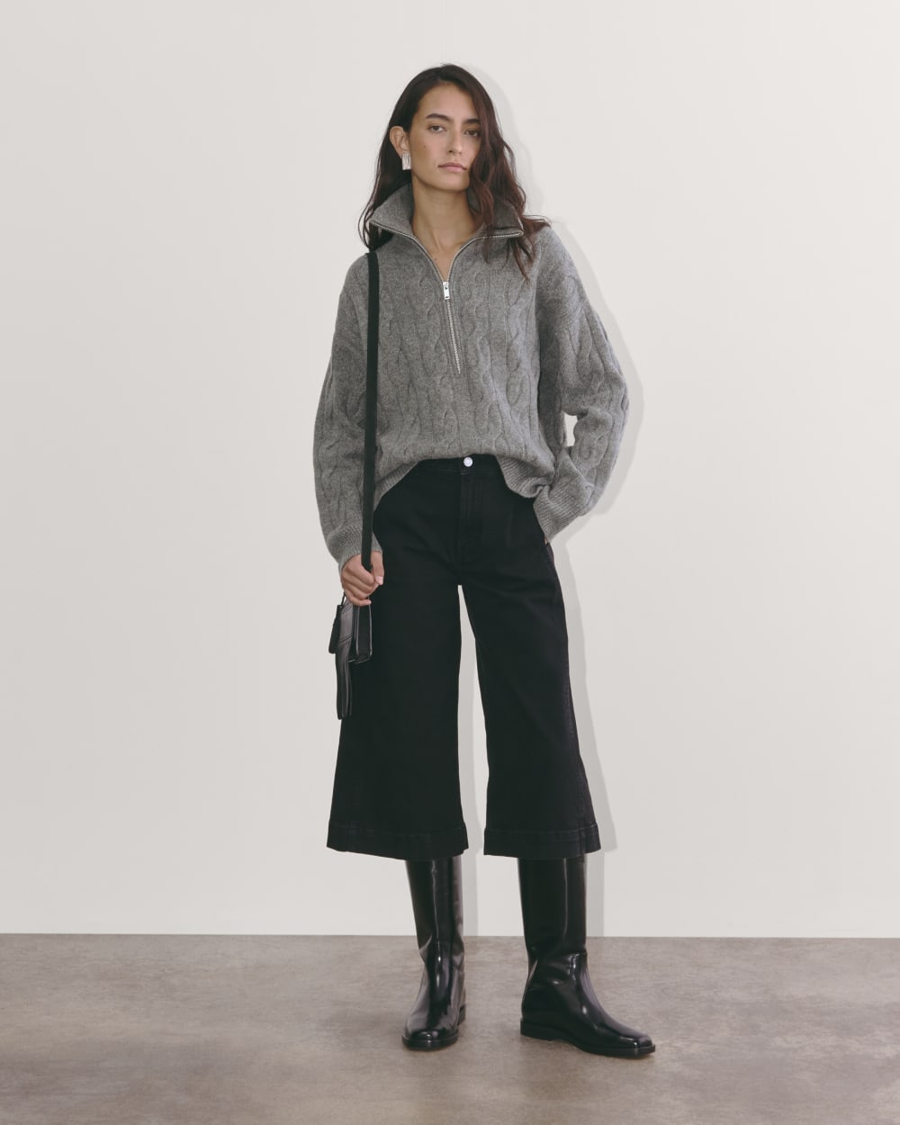 The Cable Half-Zip in Luxe Merino | Heathered Mid-Grey - Image 5