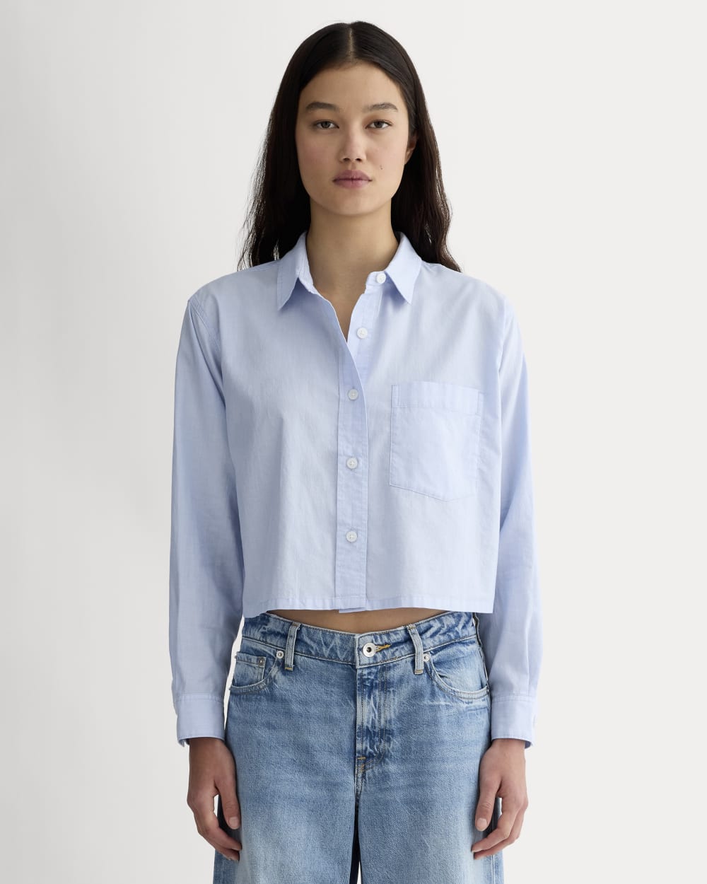The Way-Short Shirt in Silky Cotton | Chambray Blue
