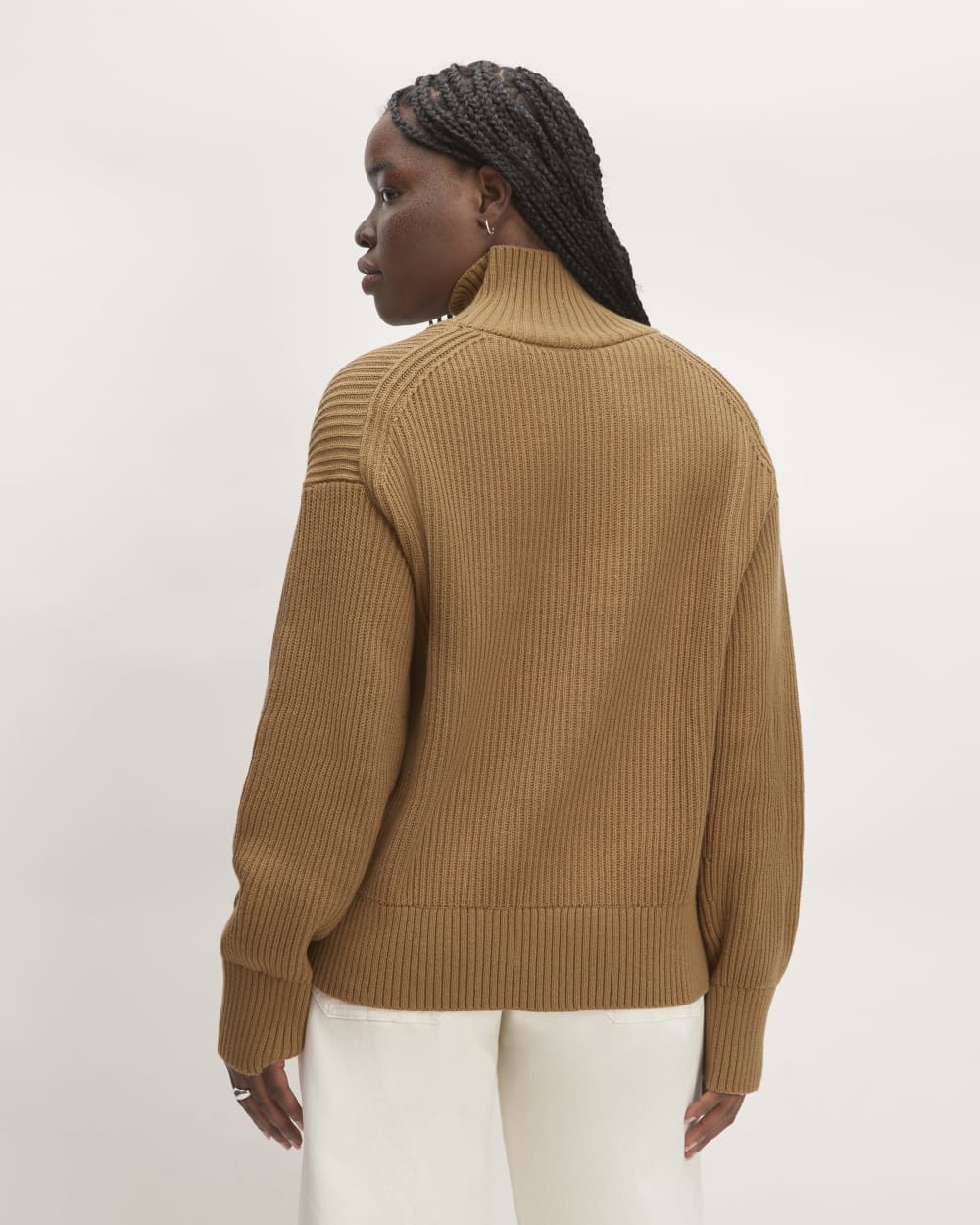 The Organic Cotton Ribbed Turtleneck | Toasted Coconut - Image 6