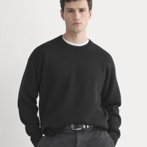 Luxe Merino Double-Knit Sweater |  Black