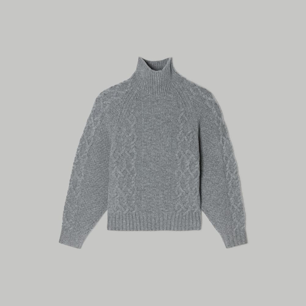 The Felted Merino Cable Sweater | Heathered Mid-Grey - Image 2