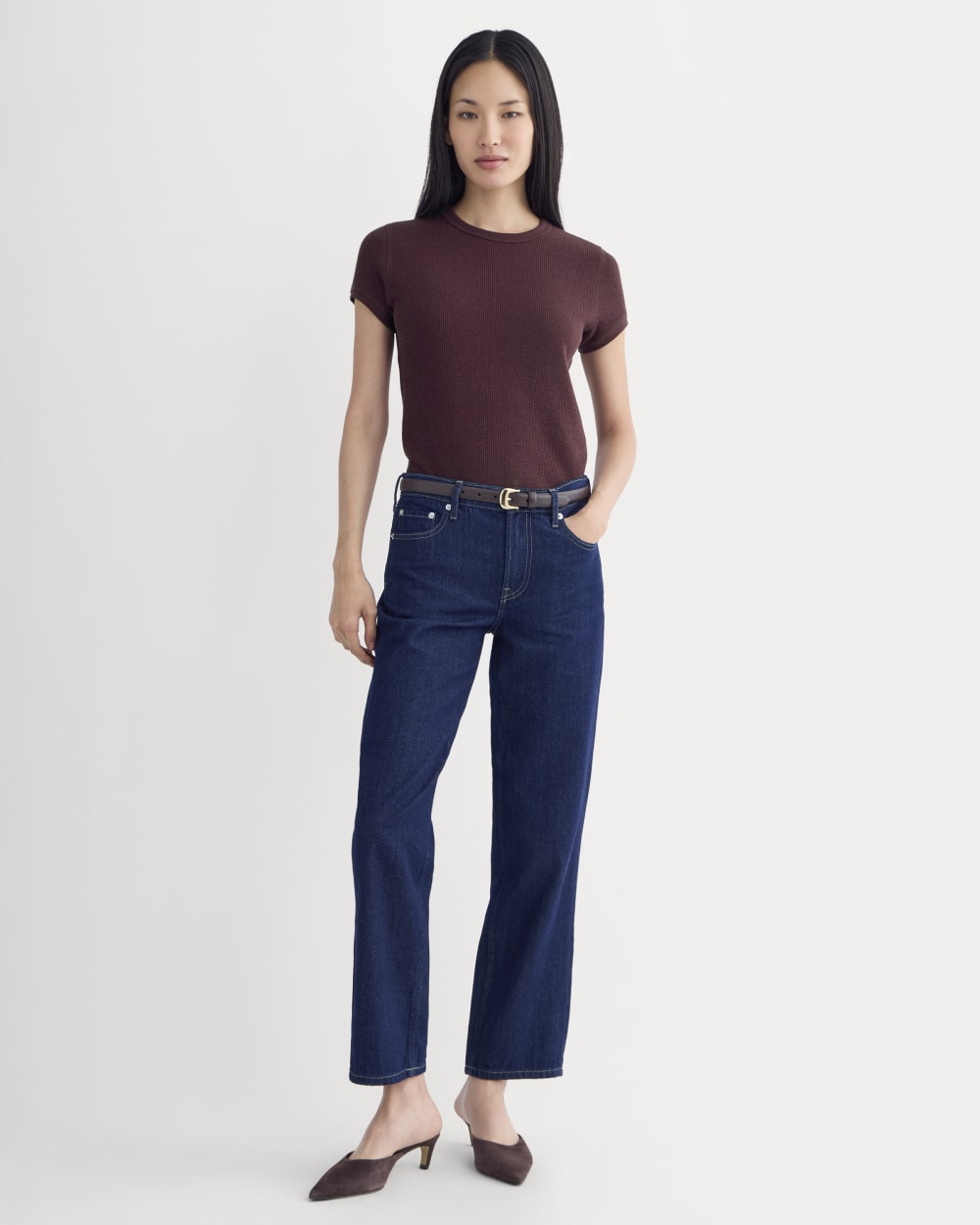 Shrunken Tee in Cozy Waffle | Heathered Port Royale - Image 3