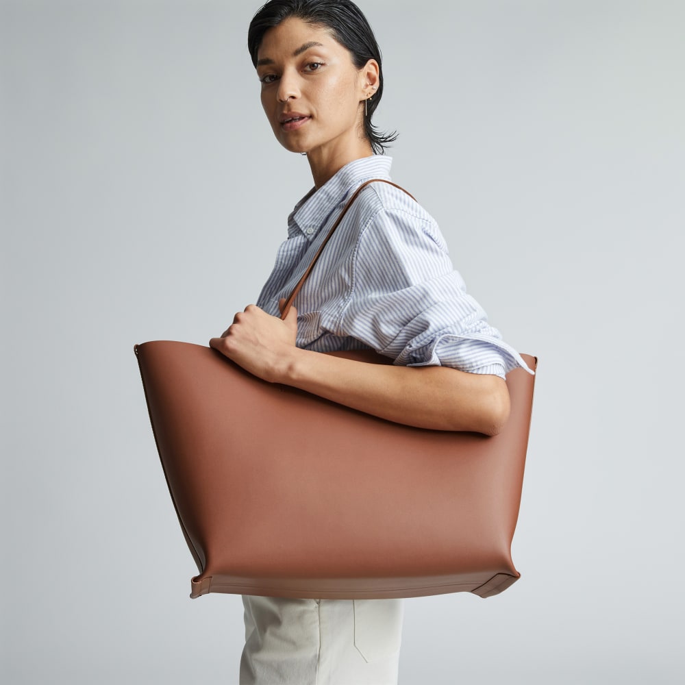 The Luxe Italian Leather Tote | Cognac - Image 3