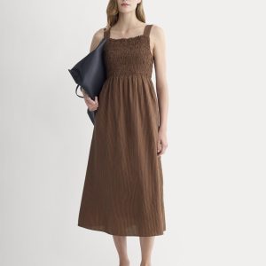 The Gauze Smock Dress | Carob Brown / Black