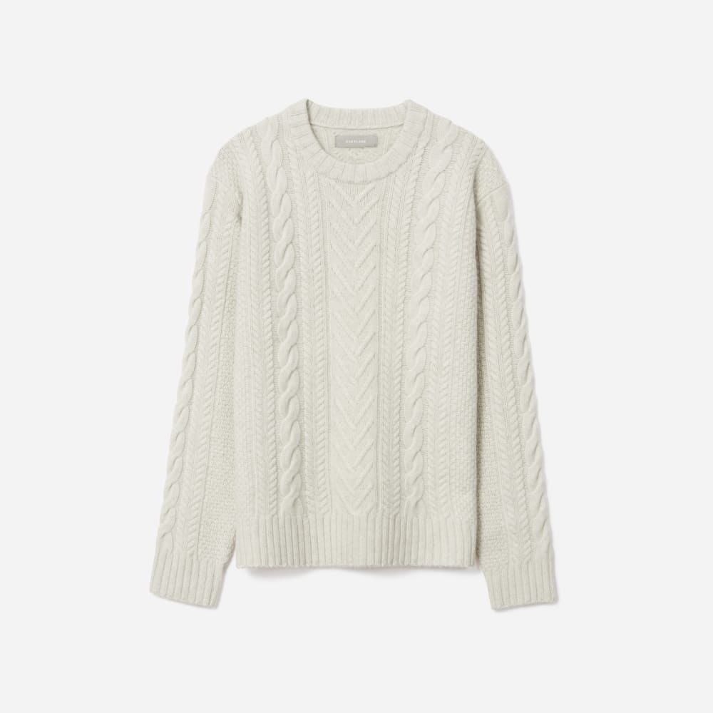 The Felted Merino Cable-Knit Crew | Heathered Oat