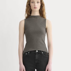 The Luxe Rib Funnel-Neck Tank | Heathered Fatigue