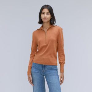 The Luxe Merino Half-Zip Sweater | Tawny Brown