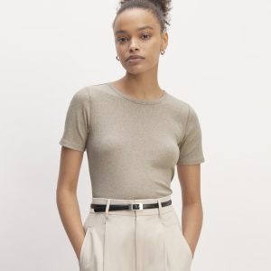 The Luxe Rib Crew | Heathered Tan