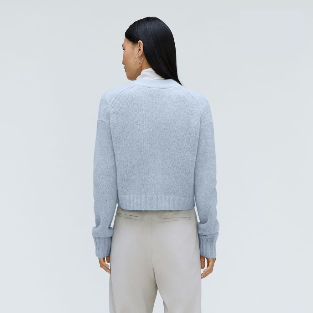 The Alpaca V-Neck Cropped Cardigan | Mist - Image 3