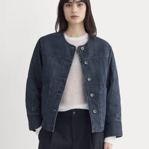 Denim Quilted Barrel Jacket | Midnight