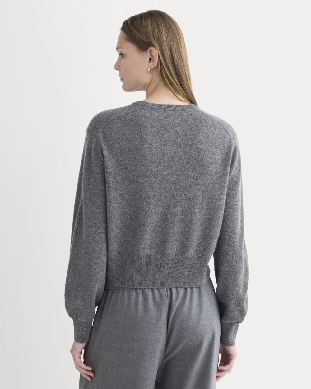 Cashmere Cropped Cardigan | Heather Charcoal - Image 5