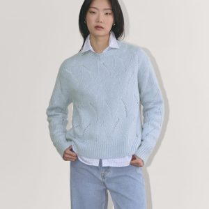 The Pointelle Sweater in Cloud | Chambray Blue