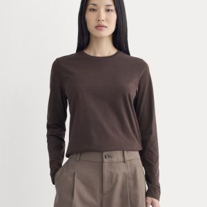 The Slim Long-Sleeve Crew in Essential Cotton | Dark Chocolate