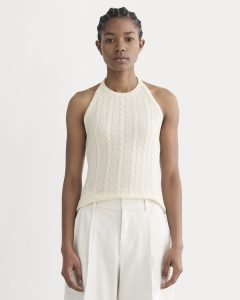 The Cable Halter in Cotton Cashmere | Birch