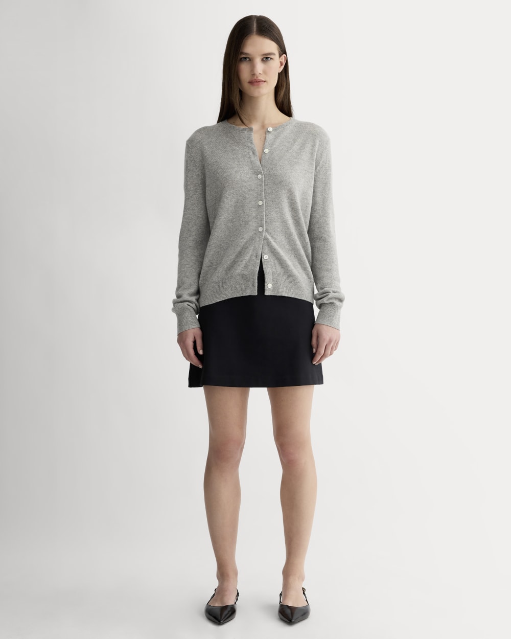The Classic Cardigan in Cashmere | Light Heather Grey - Image 3