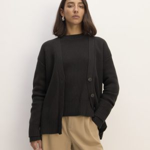 The Cotton Honeycomb Cardigan | Black