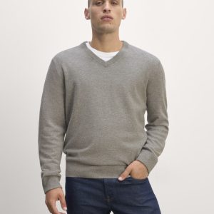 The Cashmere V-Neck Sweater | Light Heather Grey