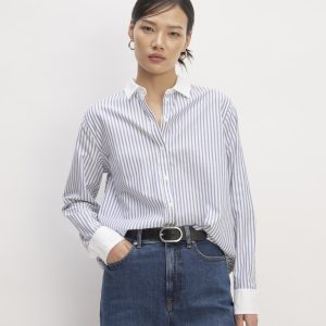 The Must-Have Shirt in Silky Cotton |  Mariner Blue / White Stripe