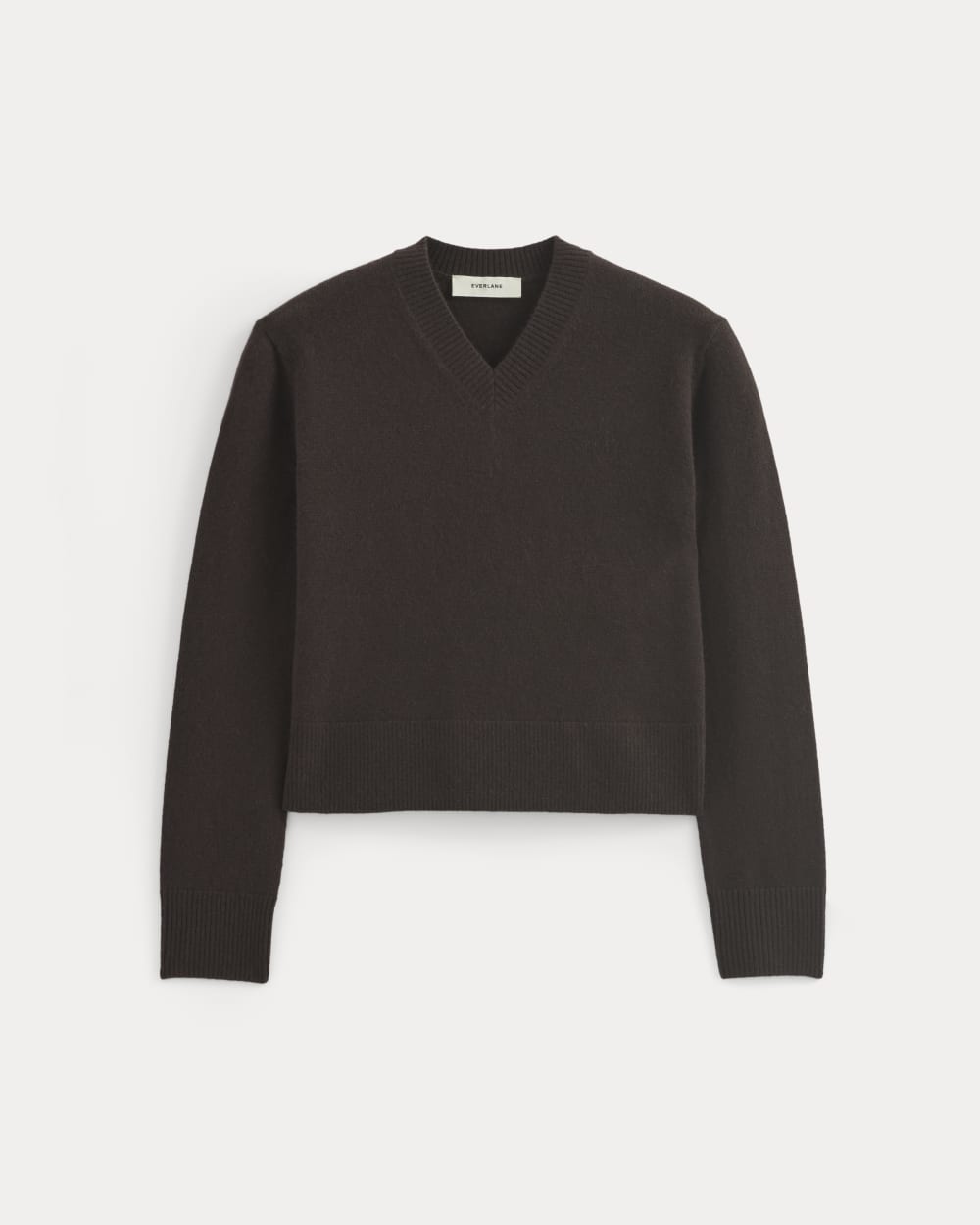 Cashmere Cropped High-V Sweater | Dark Chocolate - Image 2