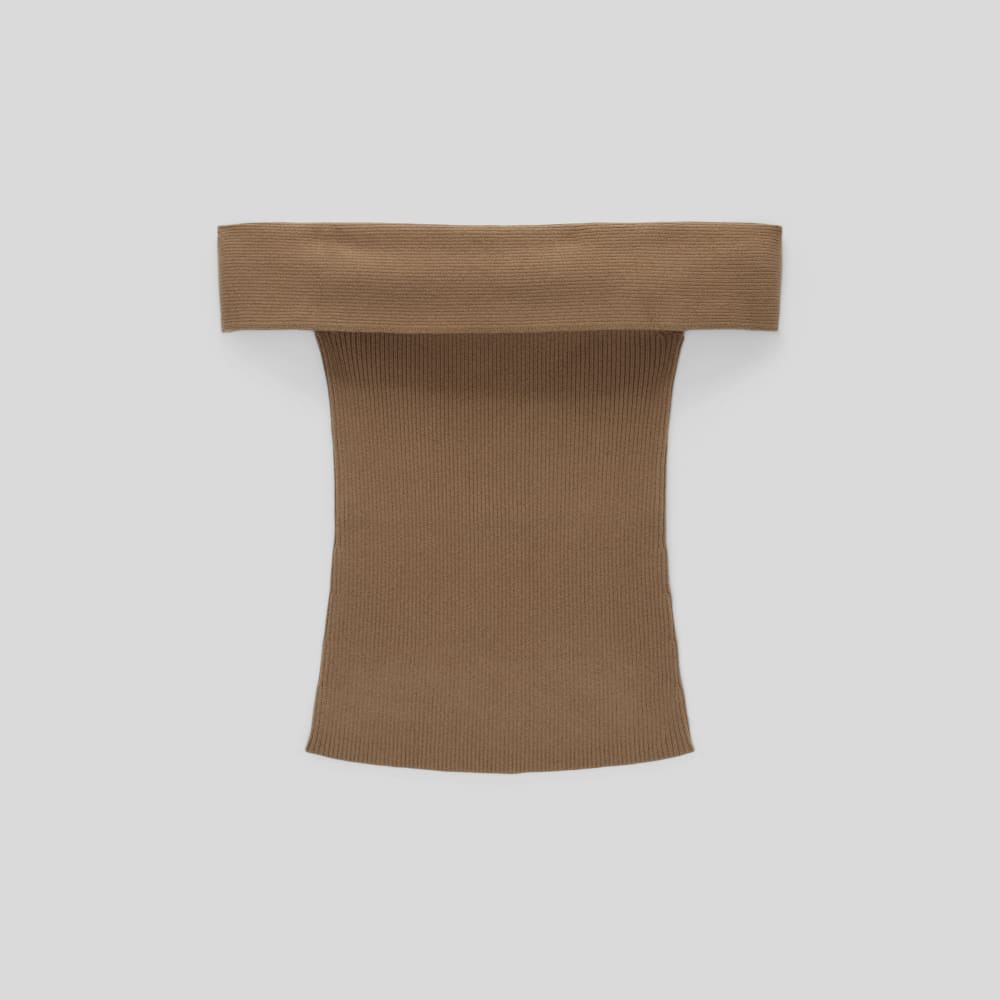 The Ribbed Cotton Off-The-Shoulder Top | Toasted Coconut - Image 2