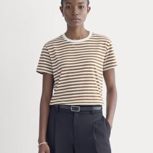 The Box-Cut Tee in Essential Cotton | Bone/Toffee | No Pocket