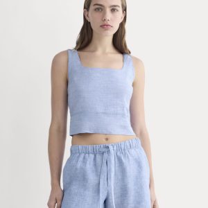 The Square Tank in Stretch Linen | Chambray