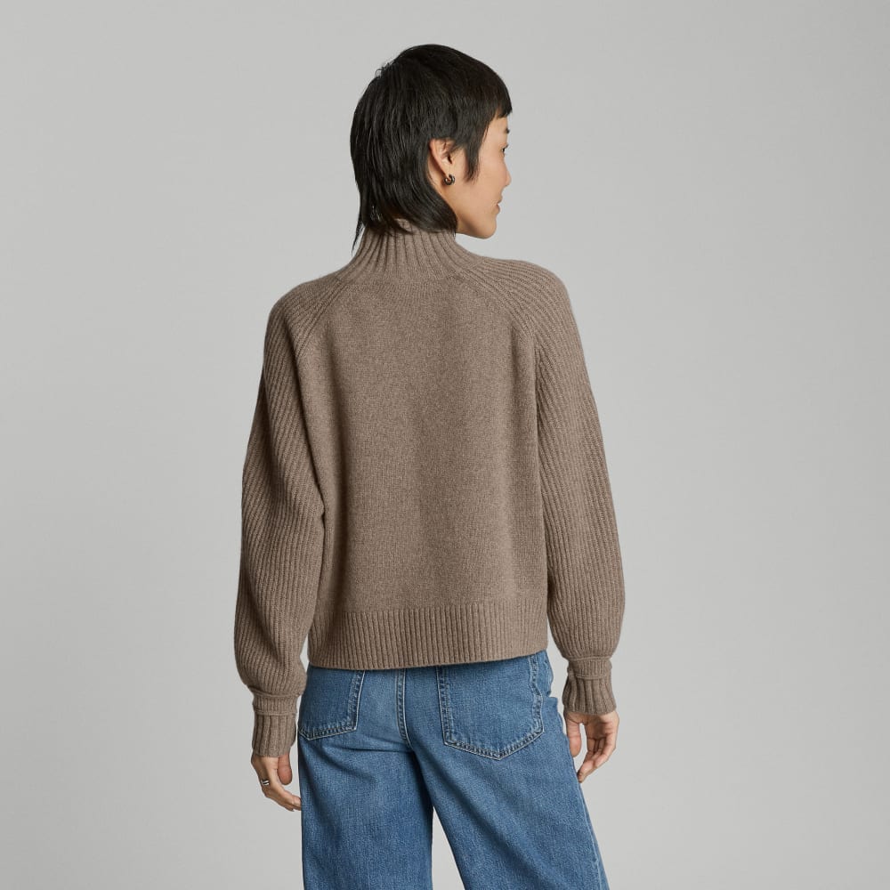 The Cashmere Ribbed Turtleneck | Heathered Taupe Grey - Image 3