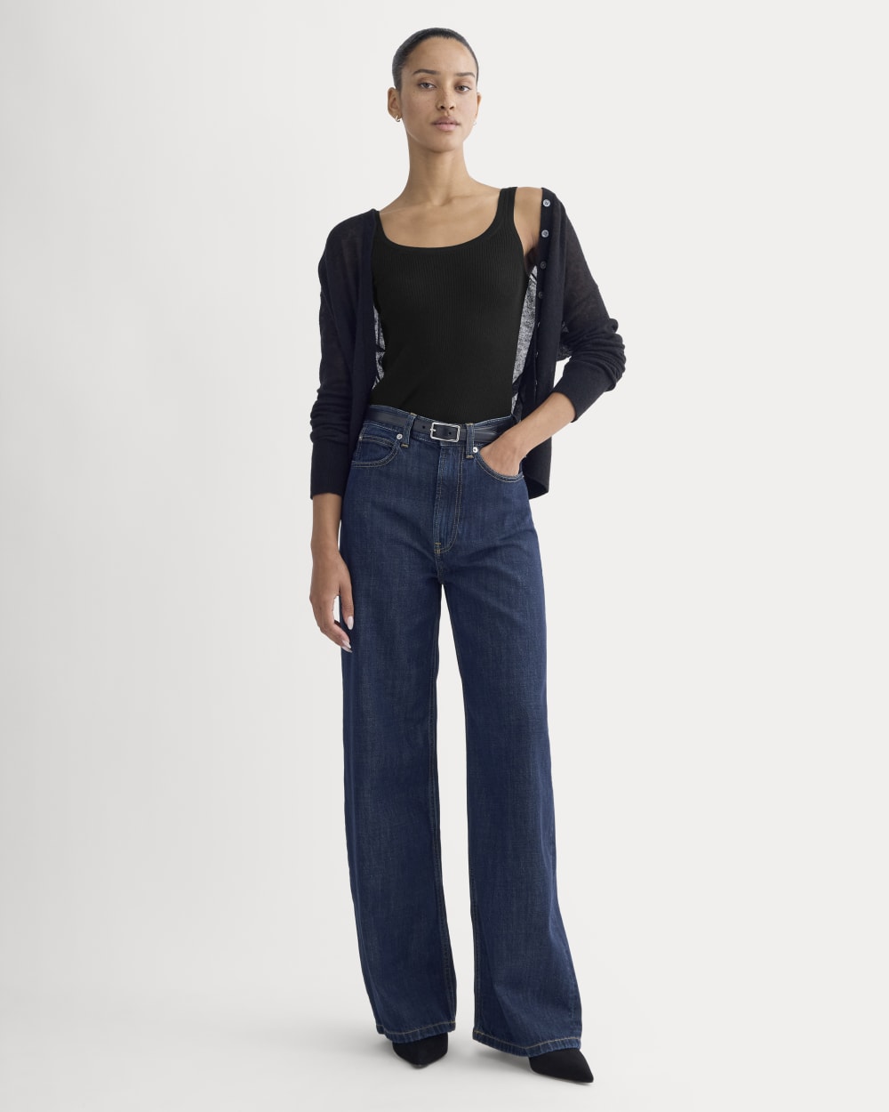 The Light Ribbed Cami in Ultrasoft Merino | Black - Image 3