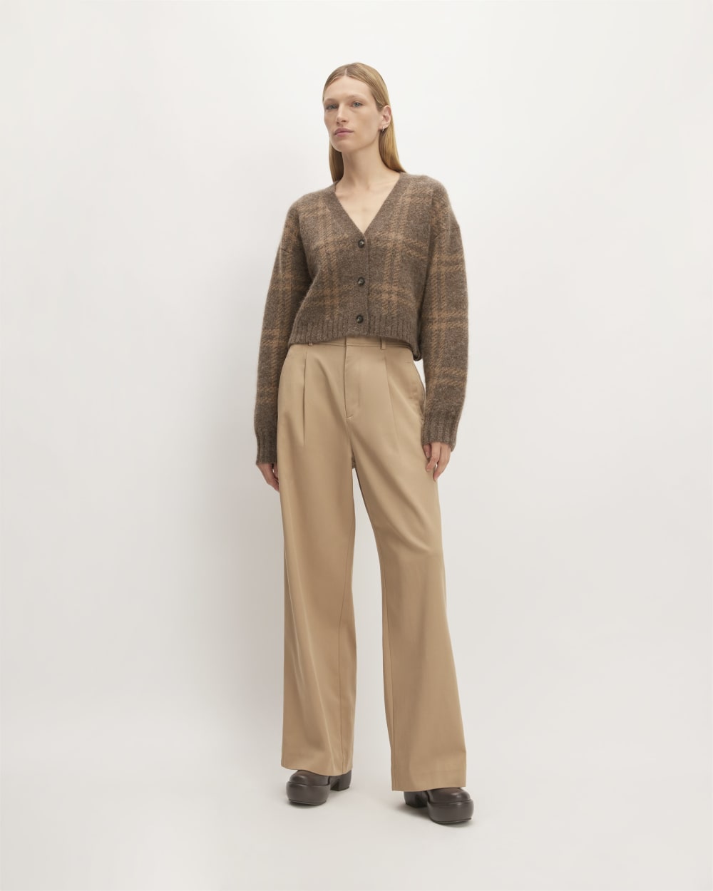 The Alpaca V-Neck Cropped Cardigan | Cocoa / Tiger's Eye - Image 3