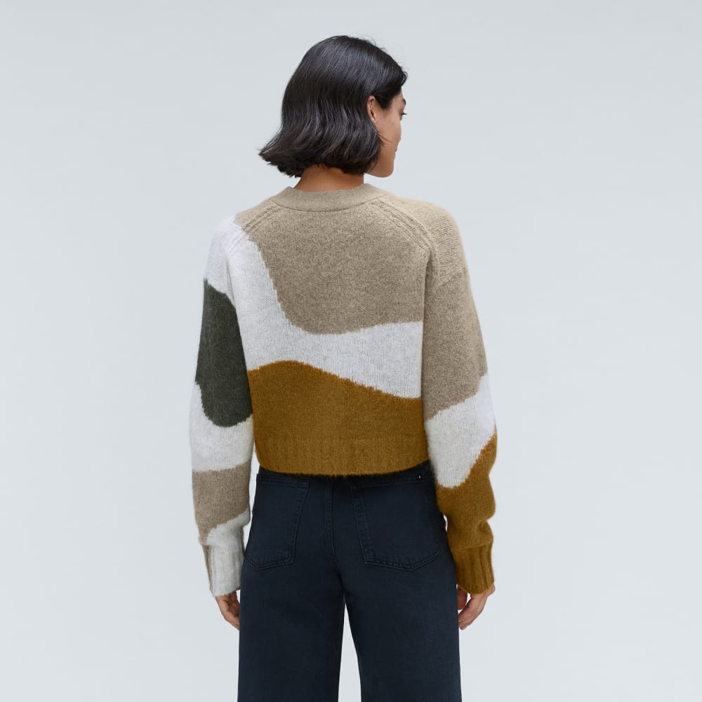 The Alpaca V-Neck Cropped Cardigan | Neutral Camo - Image 4