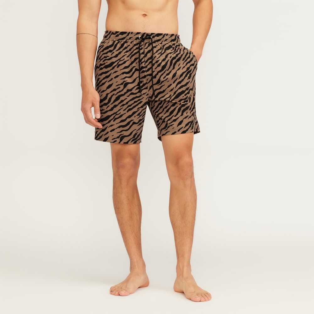 The ReNew Swim Short | Tiger Stripe Toasted Coconut
