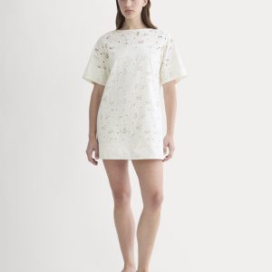 The Eyelet Mini Shift Dress | Bone