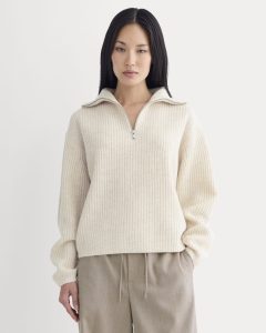 Half-Zip Sweater in Luxe Merino | Heathered Oat