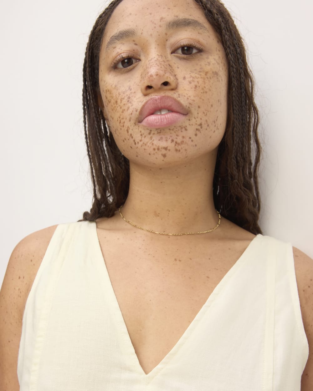 The Linen V-Neck Midi Dress | Bone - Image 4