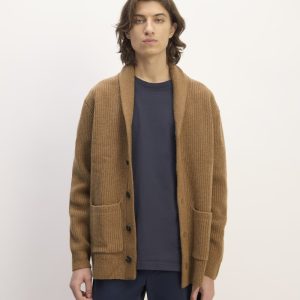 The Felted Merino Shawl Collar Cardigan | Deep Camel