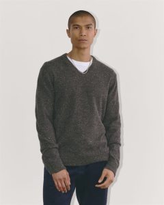 The Cashmere V-Neck Sweater | Grey Donegal