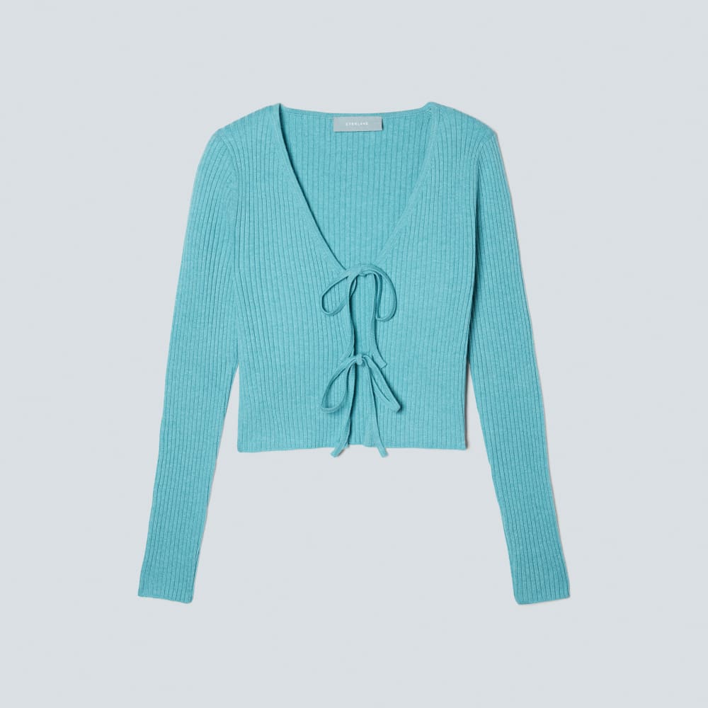 The Cotton-Merino Front-Tie Top | Deep Turquoise - Image 2