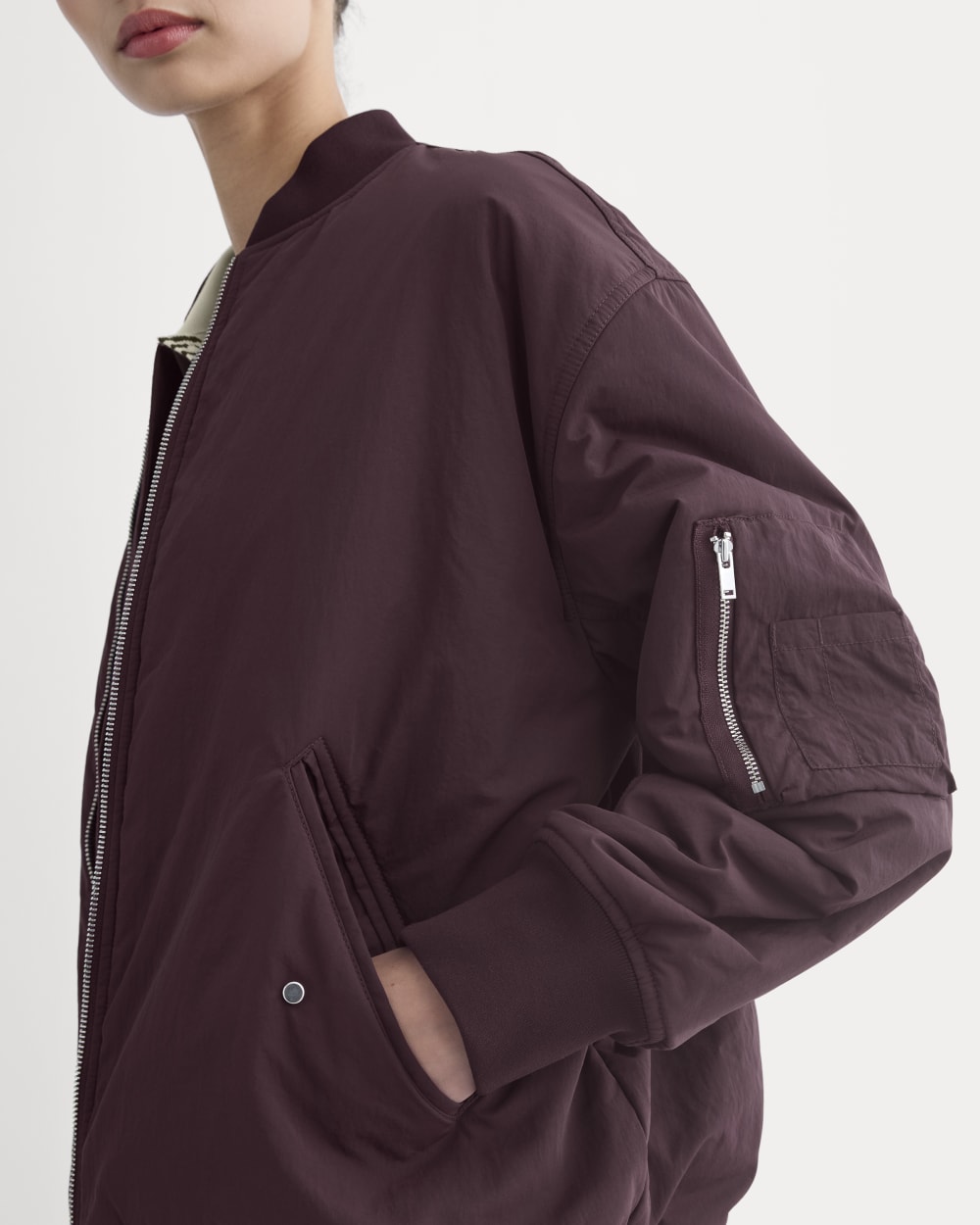 Renew Oversized Puffer Bomber | Deep Plum - Image 4