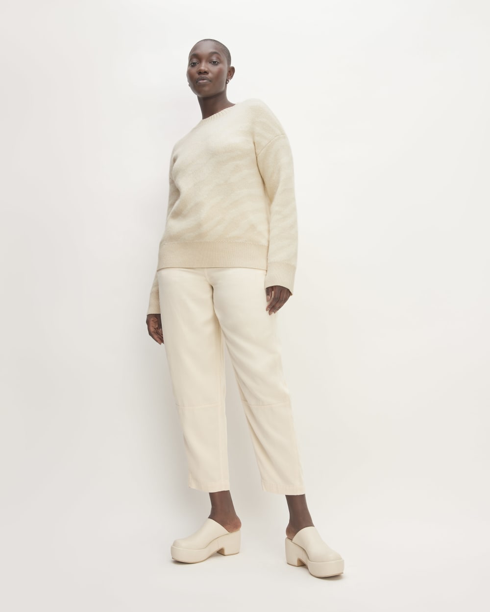 The Alpaca Tiger Jacquard Crewneck | Canvas / Snow - Image 3