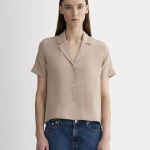 The Notch Shirt in Washable Silk | Burnt Sugar