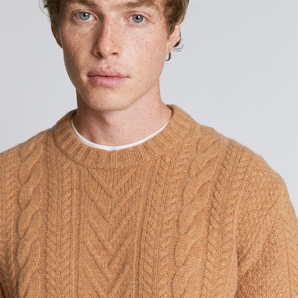 The Felted Merino Cable-Knit Crew | Cappuccino - Image 4