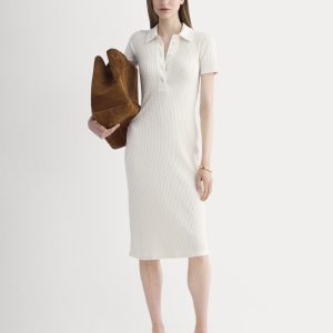 The Cozy Rib Polo Dress | Bone