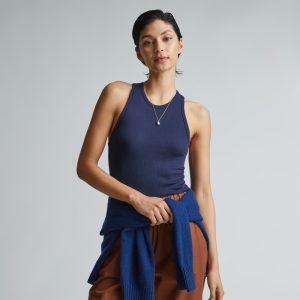 The Luxe Rib Racerback Tank | Navy