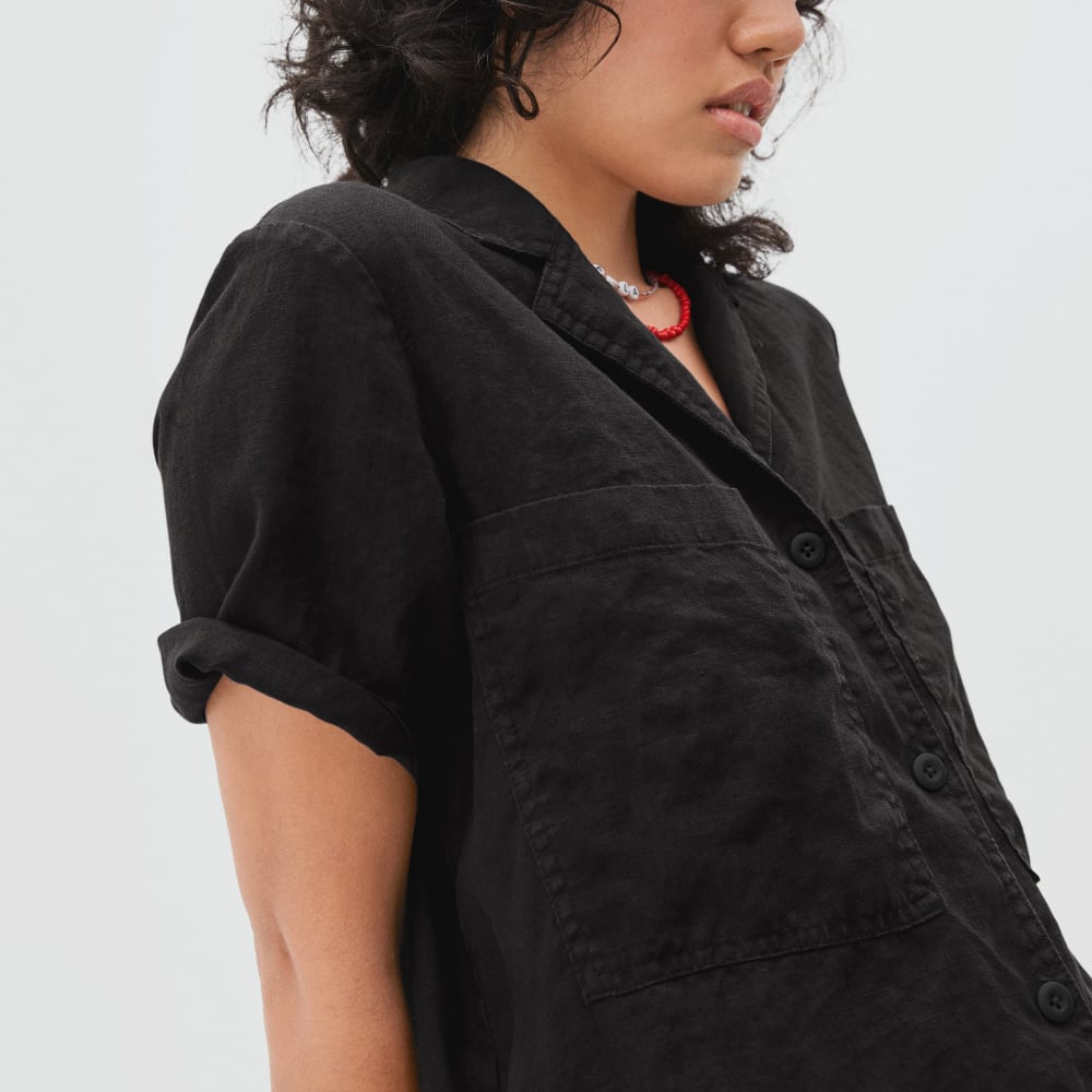 The Linen Workwear Dress | Black - Image 3