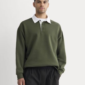 Luxe Fleece Rugby Polo | Dark Forest