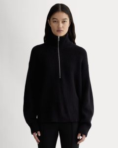 The Half-Zip in Everyday Cotton | Black