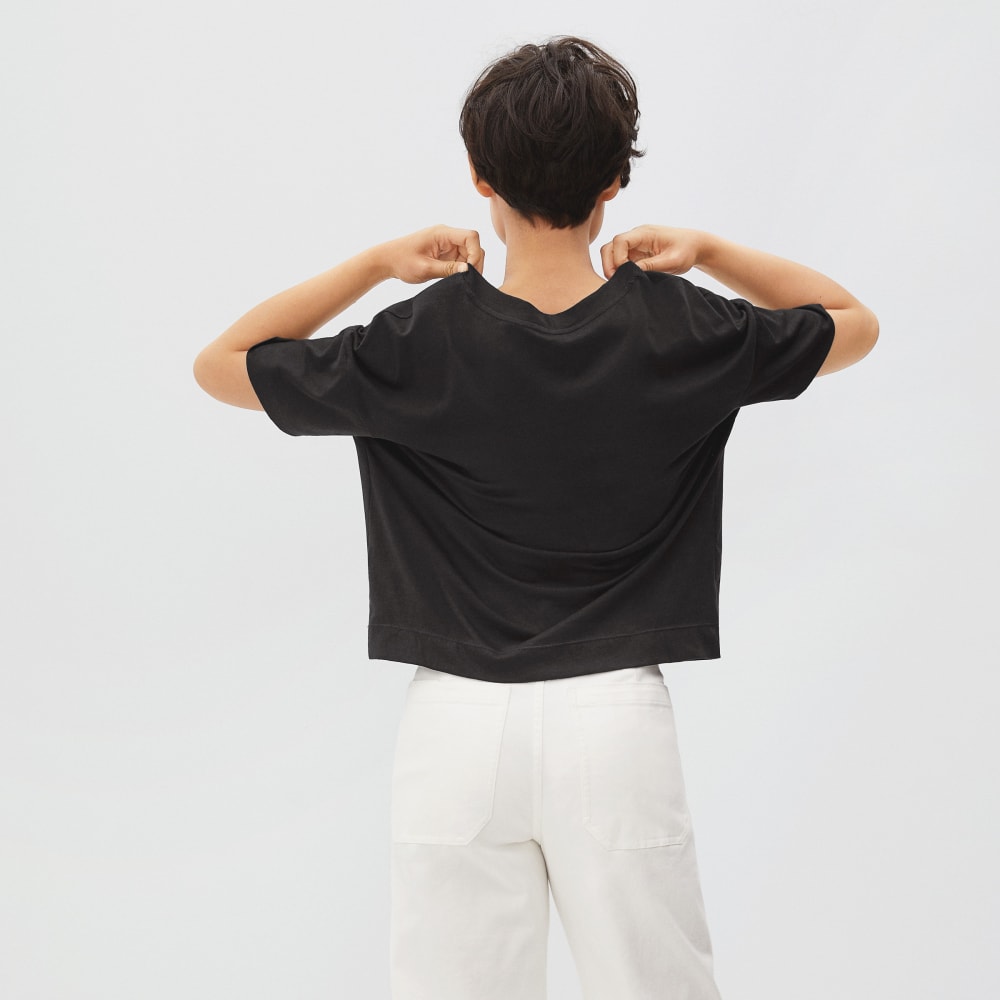 The Organic Cotton Slouchy V-Neck | Black - Image 3