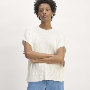 The Cotton Knit Caftan Top | Bone